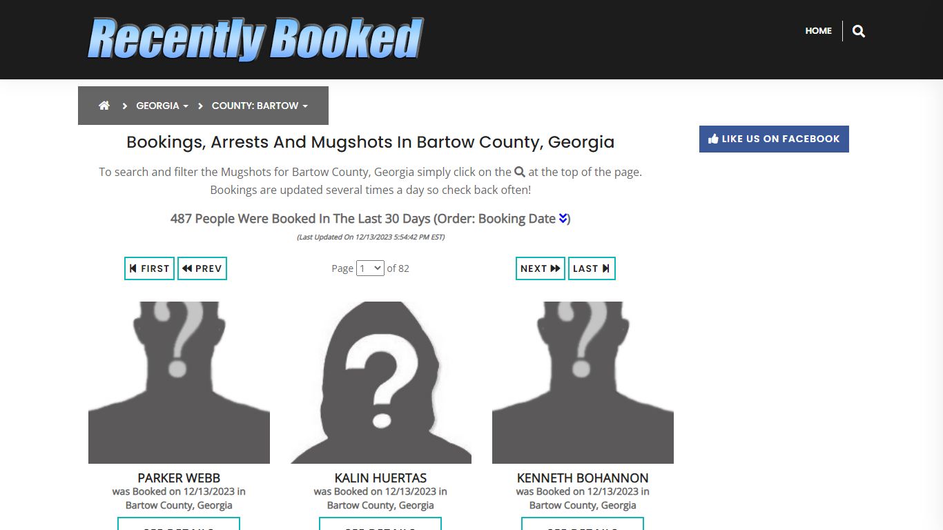 Recent bookings, Arrests, Mugshots in Bartow County, Georgia